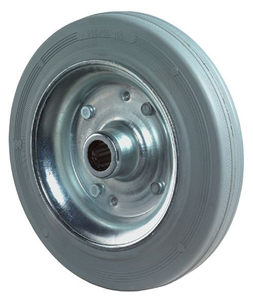 BS rollen rubberen wiel, wielbreedte 50 mm, wiel-Ø 200 mm, draagvermogen 205 kg, grijs rubberen loopvlak, rollager, VE = 2 stuks, B56.200
