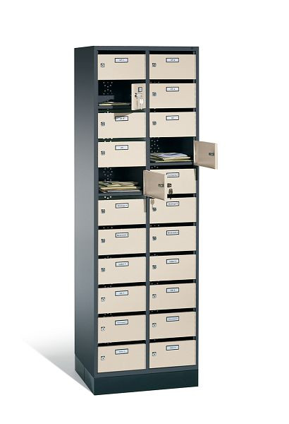 C+P verdeelkast intro, H1950xB620xD490mm, kleur: zwartgrijs / parelwit, 8170-211 S10369