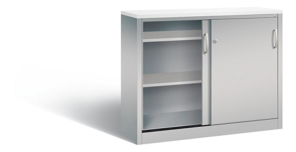C+P dressoir met schuifdeuren Acurado, H1000xB1200xD400mm, kleur: wit aluminium, beugelgreep, 2046-00 S10217