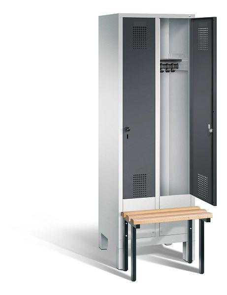 C+P garderobe Evolo, H1850xW610xD815mm, kleur: lichtgrijs / zwartgrijs, 48030-20 S10092