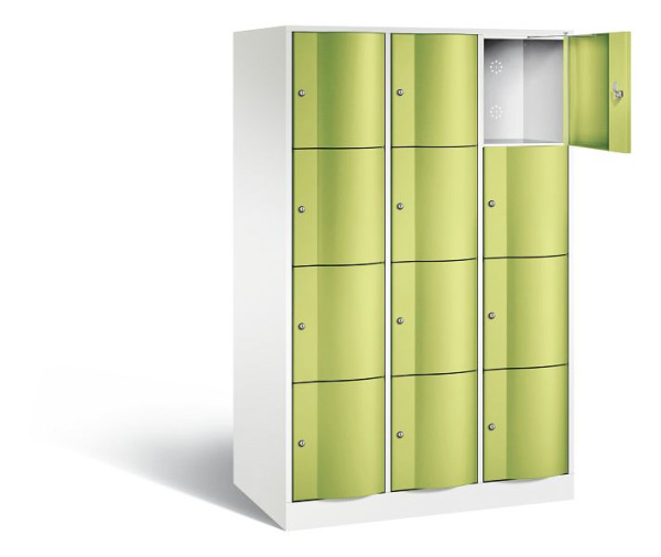 C+P XL lockerkast Resisto, H1950xB1148xD640mm, kleur: verkeerswit / virid green, 8470-373 S10050