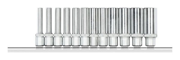 GEDORE rode steeksleuteldoppen 1/4", 6-kant, metrisch, lang, op aansluitstrip, 12 stuks, 3300021