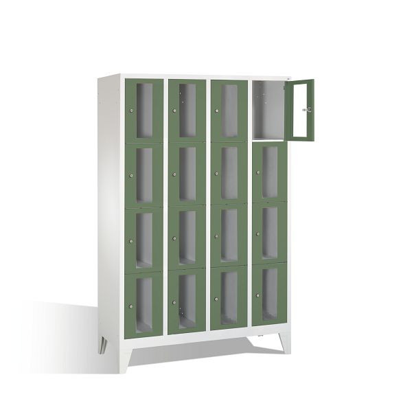 C+P lockerkast Classic, H1850xB1190xD500mm, kleur: lichtgrijs / reseda groen, 8010A404 S10004