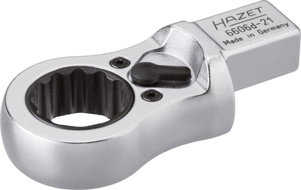 Hazet ringratelsleutel, inzetvierkant 14 x 18 mm, uitwendig dubbel zeskantprofiel, 21 mm, 6606D-21