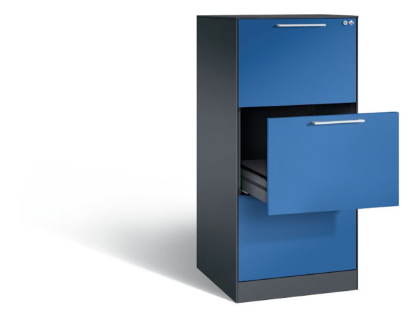 C+P archiefkast Asisto, H1310xB562xD600mm, kleur: zwartgrijs / gentiaanblauw, beugelgreep, 146224-322 S10054