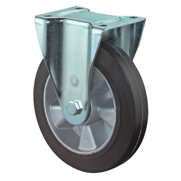 BS Rollen Zwaarlastwiel, bokwiel, wielbreedte 50 mm, wiel-Ø 125 mm, draagvermogen 220 kg, zwarte elastische banden, aluminium, kogellagers, L610.B80.125