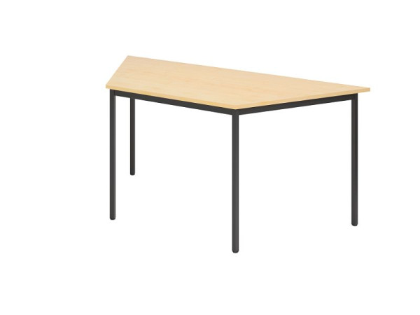Hammerbacher vergadertafel Trapez VT16, 160 x 69 cm, blad: esdoorn, vierpootsonderstel zwart, vierkante buis 2,5cm, werkhoogte 72 cm, VVT16/3/D