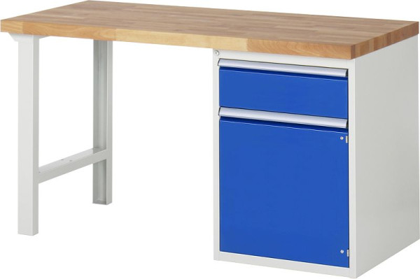 RAU werkbank serie 7000 - modulair ontwerp, onderbouwbak (1x lade, 1x draaideur), 1500x840x700 mm, 03-7502A1-157B4S.11