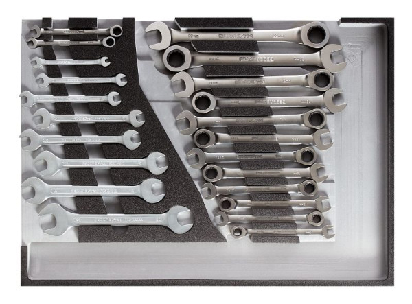 GEDORE set met rode ringratel en dubbele steeksleutel, 1/1 CT-module, 22-delig, 3301687