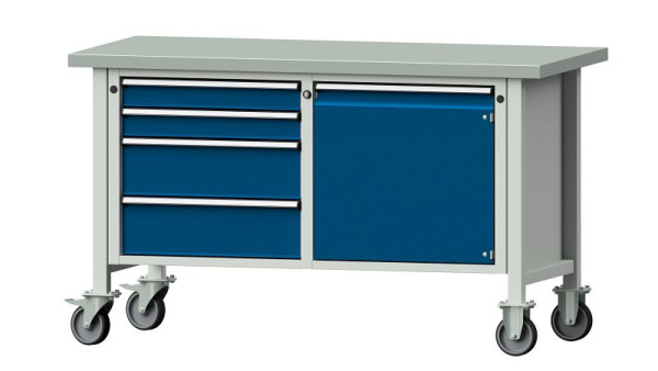 ANKE werkbanken kistwerkbank, model 131 V, 1500 x 700 x 890 mm, RAL 7035/5010, ZBP 40 mm, verrijdbaar, 305.721