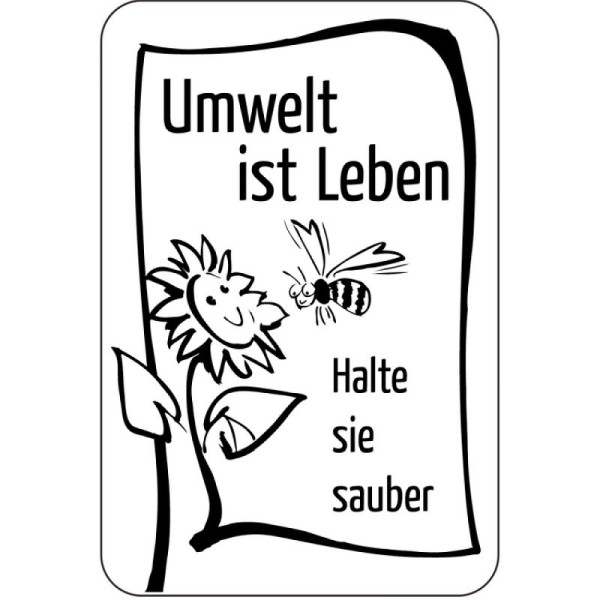 Stein HGS HGS speciaal bord, milieu is leven, houd het schoon, 400 x 600 mm, tekst: zwart, 15082