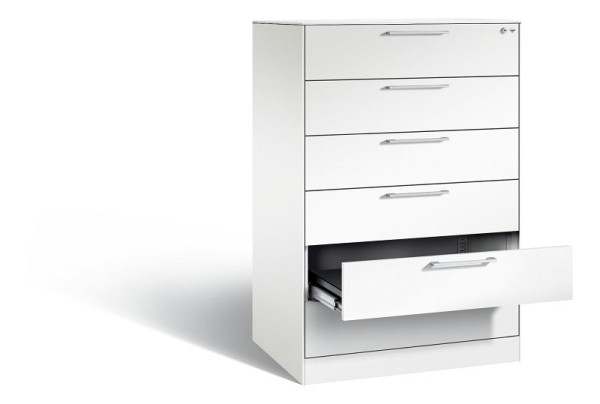 C+P ladekast Asisto, H1310xB800xD600mm, kleur: verkeerswit, beugelgreep, 146223-624 S10064