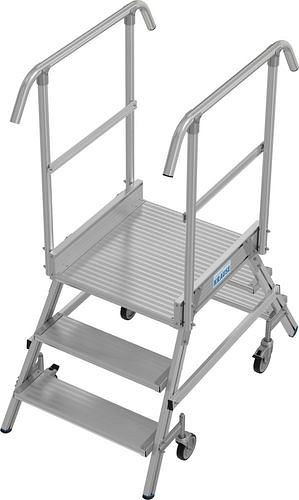 Krause platformladder van aluminium, verrijdbaar, 2 x 3 treden, aan beide zijden beklimbaar, conform EN 131-7, 312170