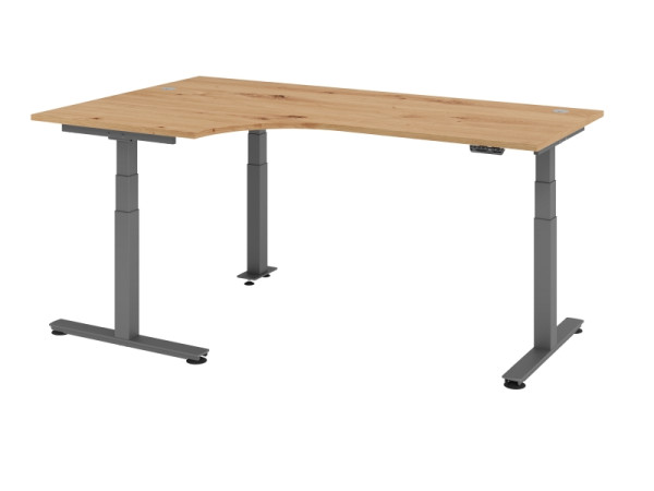 Hammerbacher zit-sta hoektafel elektrisch 200x120cm 90° knoestig eiken, VXDSM82/R/G