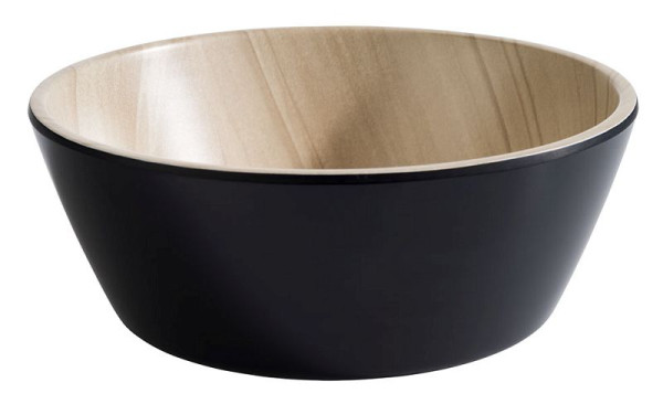 APS schaal -FRIDA-, Ø 15 cm, hoogte: 5,5 cm, melamine, binnenkant: houtlook, buitenkant: zwart, 84608