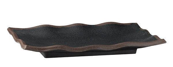 APS dienblad -MARONE-, 27,5 x 11 cm, hoogte: 2 cm, melamine, zwart, met bruine rand, 84105