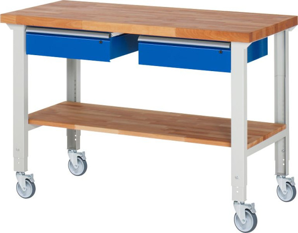 RAU verrijdbare werkbank (in hoogte verstelbaar) 7002A7, 1500x700x950-1000mm, 4 zwenkwielen, 05-7002A7-157B4H4.11