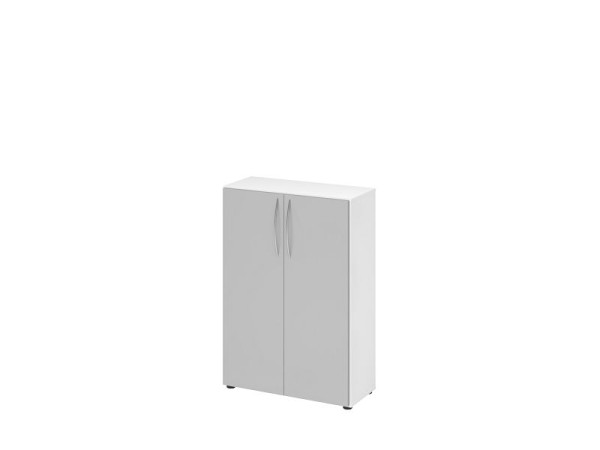 Hammerbacher kast 4550 BM, 3 OH, corpuskleur: wit / frontkleur: grijs, 80 x 34,6 x 114,4 cm (BxDxH), gebogen handgreep BM, V4550/W/5/BM