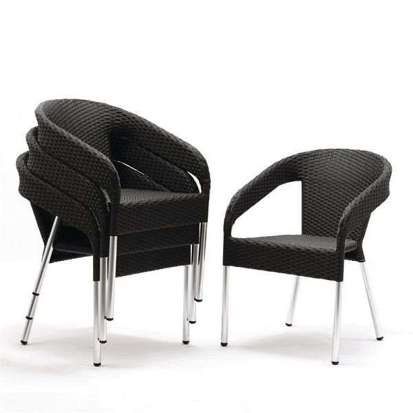 Bolero rotan stoelen met armleuningen in antraciet aluminium design, VE: 4 stuks, CG223