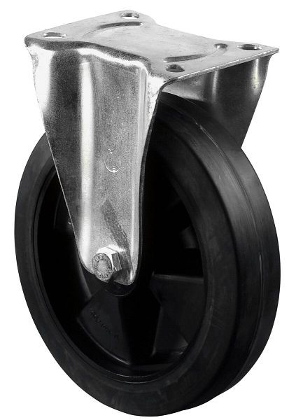 BS rollen transportrol, vaste rol, wielbreedte 50 mm, wiel-Ø 200 mm, draagvermogen 300 kg, zwarte elastische banden, kunststof, rollager, L410.B60.200