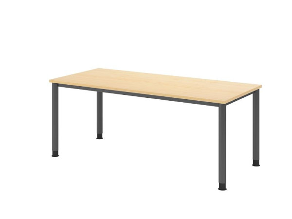 Hammerbacher bureau HS19, 180 x 80 cm, blad: esdoorn, 25 mm dik, 4-poots frame in grafiet, werkhoogte 68,5-81cm, VHS19/3/G