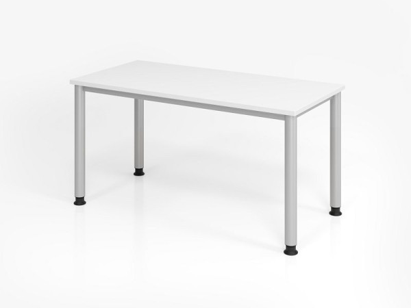 Hammerbacher bureau HS614, 140 x 67 cm, blad: wit, 25 mm dik, 2 mm ABS rand, rechthoekige vorm, VHS614/W/S
