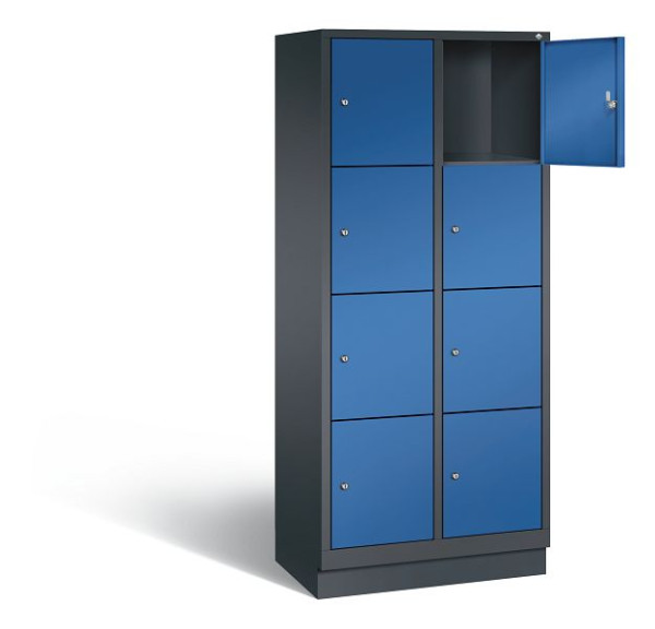 C+P lockerkast Evolo, H1800xW810xD500mm, kleur: zwartgrijs / gentiaanblauw, 48020-224 S10184