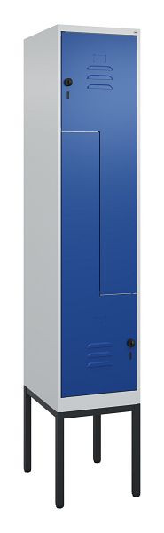 C+P Z-Spind Classic PLUS, Gestell, 2 Abteile, 2120x400x500mm, 7035/5010, Drehriegel, 0800337-122 S10003