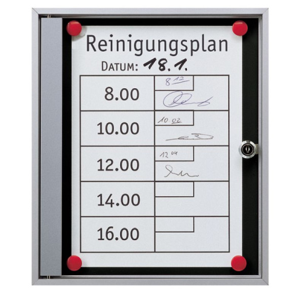 Stein HGS HGS vitrine -Infomedia SK- met veiligheidsslot, wit, zilver geanodiseerd, afmetingen (BxH): 680 x 890 mm (DIN A1), 21436-01