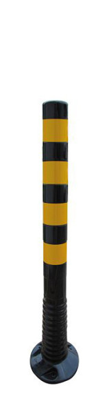 Schake Flexi-paal zwart gele reflecterende strip Ø 80 mm, hoogte: 1000 mm, 412221BG