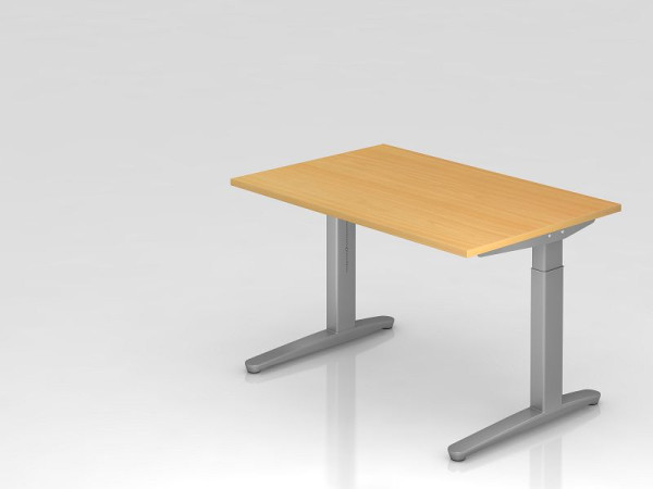 Hammerbacher bureau C-onderstel 120x80cm beuken/zilver, aluminium loper zilver (vergelijkbaar met RAL 9006), VXB12/6/SS
