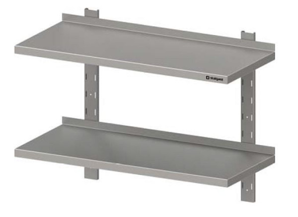 Stalgast dubbele wandplank met beugels en wandrails 1800x300x660 mm in hoogte verstelbaar, VWB18302