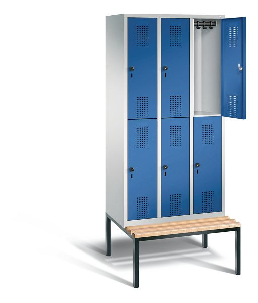 C+P locker dubbeldekker Evolo, H2090xW900xD815mm, kleur: lichtgrijs / gentiaanblauw, 48350-30 S10111