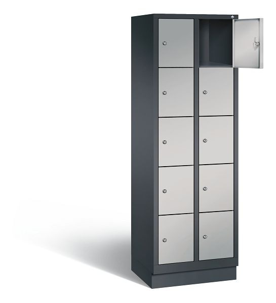 C+P lockerkast Evolo, H1800xB610xD500mm, kleur: zwart-grijs/wit aluminium, 48020-205 S10085
