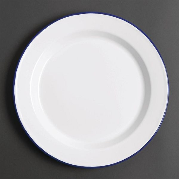 Olympia geëmailleerde dinerborden wit-blauw 24,5cm, VE: 6 stuks, GM512