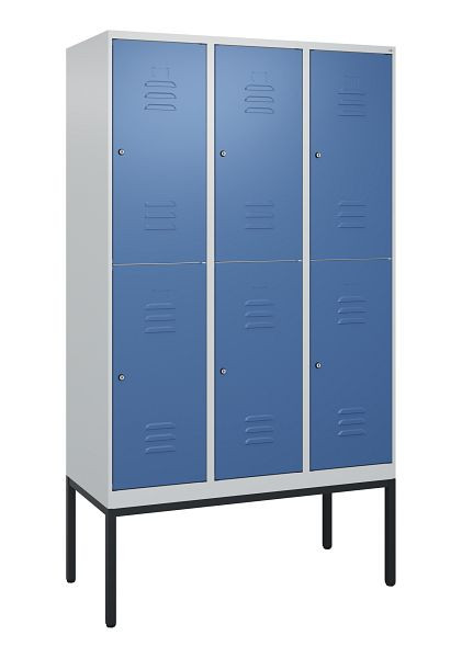 C+P dubbeldekskast Classic PLUS, frame, 3 vakken, 2120x1200x500mm, 7035/5023, cilindersloten, 0803307-32 S10020