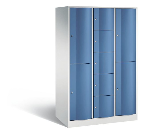 C+P Schließfachschrank Resisto, 9 Fächer, H1950xB1148xT640 mm, Grau/Fernblau, 8070-3730 S10030