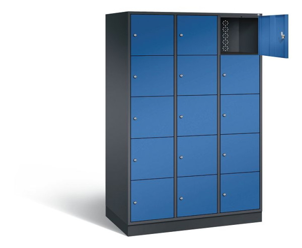C+P XL lockerkast Intro, H1950xW1220xD590mm, kleur: zwartgrijs / gentiaanblauw, 8570-303 S10036