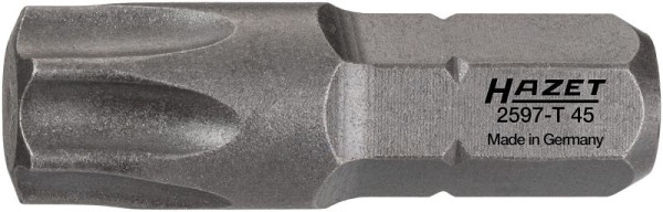 Hazet bit, volle zeskant 6,3 (1/4 inch), binnen TORX® profiel, T45, 2597-T45