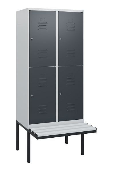 C+P dubbeldekskast Classic PLUS, 2 compartimenten, 1950x800x815mm, 7035/7016, cilindersloten, zwevende zitting, 0803405-22 S10083