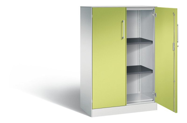 C+P vleugeldeurkast Asisto, H1310xB800xD435mm, kleur: lichtgrijs / virid green, beugelgreep, 3 niveaus, 141033-000 S10182