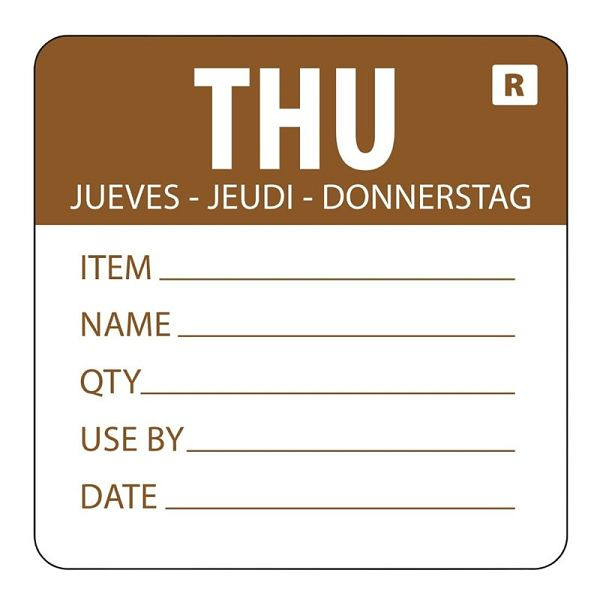 Vogue kleurcode sticker donderdag, VE: 500 stuks, L069