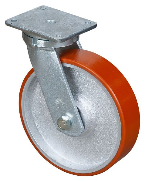 BS Rollen Zwaarlastwiel, wielbreedte 75 mm, wiel-Ø 300 mm, draagvermogen 2000 kg, gegoten polyurethaan 95 Shore A, gegoten wiellichaam, kogellagers, RR100.C10.300