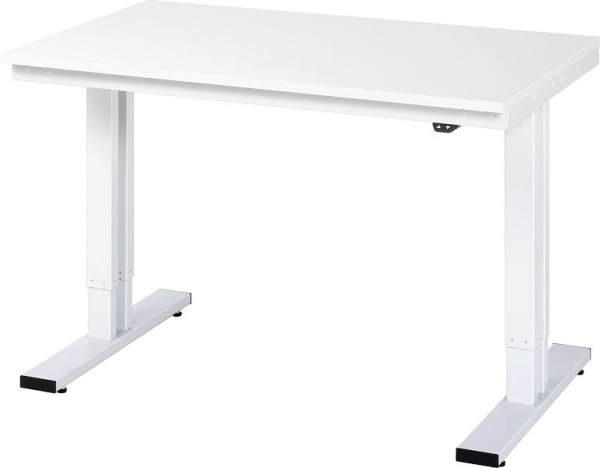 RAU werktafel serie adlatus 300 (elektrisch in hoogte verstelbaar), EGB melamine plaat, 1250x720-1120x800 mm, 08-WT-125-080-ME