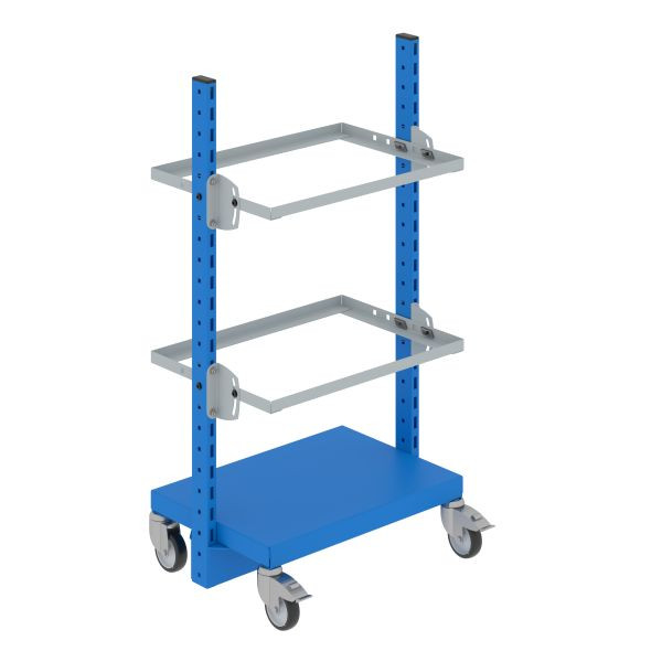 SOFAME werkplaatswagen SPR 331 met 2 frames voor Euronorm containers B695 x D 450 x H 1240 mm, hemelsblauw RAL 5015, W020050020BI