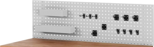 RAU geperforeerde plaat voor werkbankmontage, inclusief houderset, 750x450x15 mm, 09-L0750DM-01.12