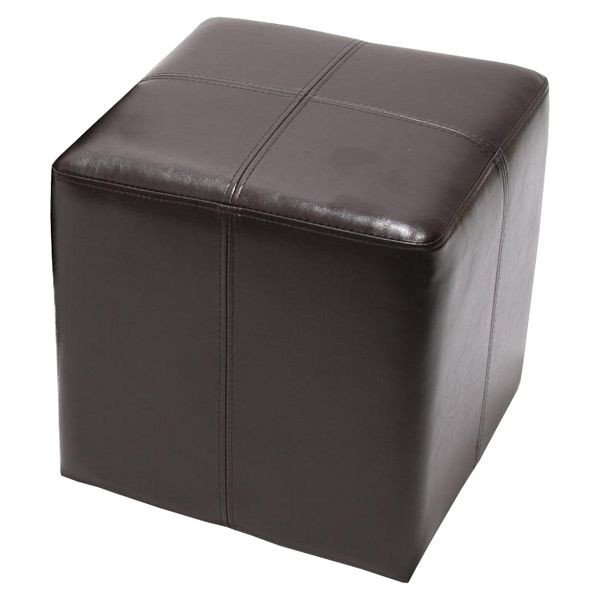 Mendler zitkubuskruk kruk Onex, leer + kunstleer, 36x36x36cm, bruin, 9308
