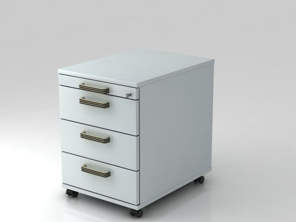 Hammerbacher rolcontainer 58cm, 3 laden, slotlijst handgreep grijs, 42,8x58x59 cm, 1/3/3/3 HE, VAC30/5/5/SG