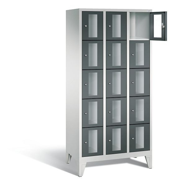C+P lockerkast Classic, H1850xB900xD500mm, kleur: lichtgrijs / antracietgrijs, 8010A305 S10025