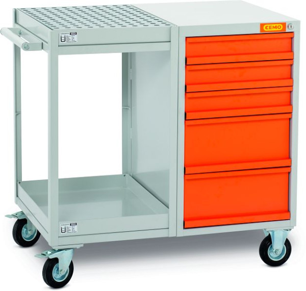 Cemo werkplaatswagen met bakken en laden, 11585